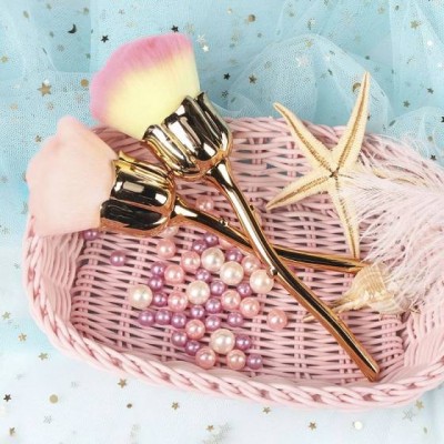 Cosmetic Manufacturer China Makeup Tool Single Costomized Makeup Brush Rose Shape Makeup Brushes Dust Loose Powder Blusher Brush